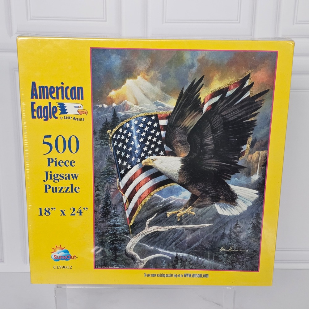 SunsOut American Eagle 500 Piece Jigsaw Puzzle 18x24 Ruane Manning Sealed USA